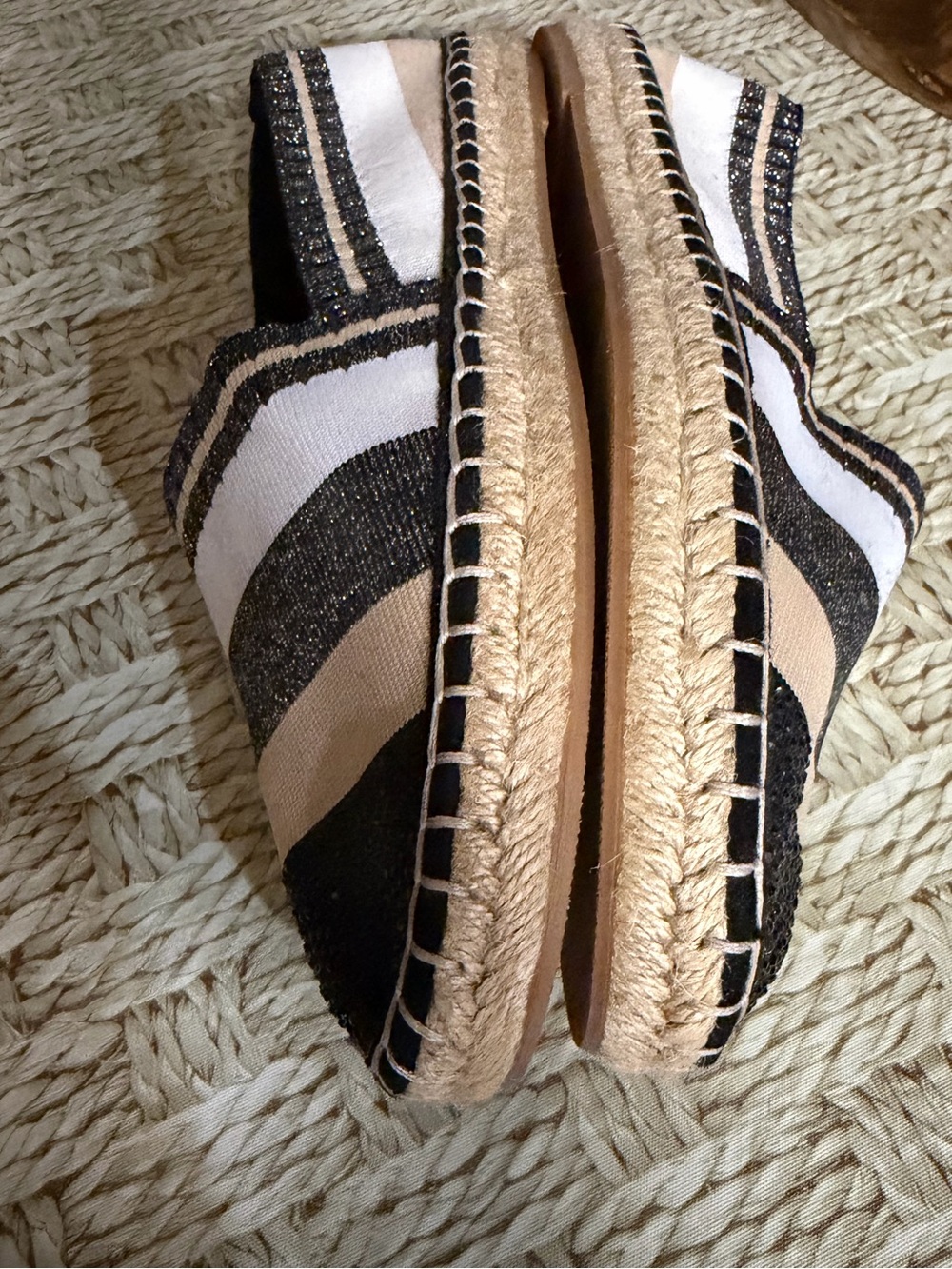 INC Espadrille flats Size 8, white,black,cream stripes, EUC, were$90 NOW $24 - Picture 8 of 16